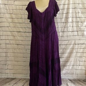 Women’s Holy Clothing purple boho shirt sleeve dress 3X